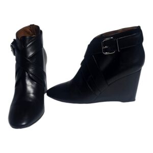 Aquatalia Italy Leather Wedge Ankle Boots Size 8 Italian Tillie